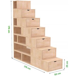 Scala cubica di storage ABC MEUBLES - Naturale/Bianco - 175cm - Versatile ed Eco-Friendly Scala cubica di storage ABC MEUBLES - Naturale/Bianco - 175cm - Versatile ed Eco-Friendly