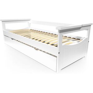 ABC MEUBLES Letto Estraibile 80x200 Pino Massiccio - Bianco - Tipo di Letto ABC MEUBLES Letto Estraibile 80x200 Pino Massiccio - Bianco - Tipo di Letto