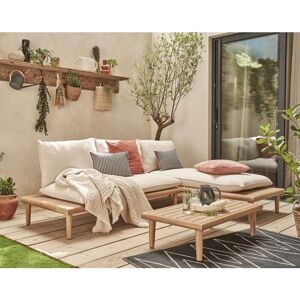 Best Mobilier Ensemble de Jardin Papeete - 4 Places, Acacia, Beige - Publicité Best Mobilier Ensemble de Jardin Papeete - 4 Places, Acacia, Beige - Publicité