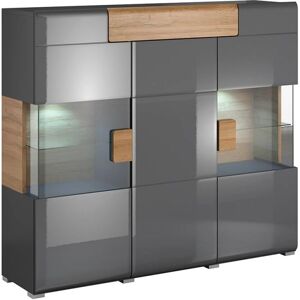 PETITS-MEUBLES Armario Alto 3 Puertas y 1 Cajón con LED Gris PETITS-MEUBLES Armario Alto 3 Puertas y 1 Cajón con LED Gris