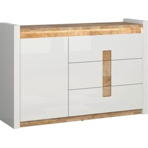 PETITS-MEUBLES Helios Aparador - 1 Puerta 3 Cajones LED Blanco Lacado PETITS-MEUBLES Helios Aparador - 1 Puerta 3 Cajones LED Blanco Lacado