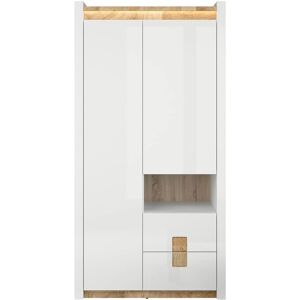 PETITS-MEUBLES Armario Helios - 2 puertas, 2 cajones, LED, Lacado blanco, Madera PETITS-MEUBLES Armario Helios - 2 puertas, 2 cajones, LED, Lacado blanco, Madera