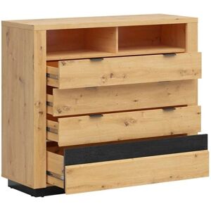 PETITS-MEUBLES Glenn Cajonera Negra y Madera - 4 Cajones, 2 Compartimentos PETITS-MEUBLES Glenn Cajonera Negra y Madera - 4 Cajones, 2 Compartimentos