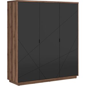 PETITS-MEUBLES Sven Armario 3 puertas negro y madera PETITS-MEUBLES Sven Armario 3 puertas negro y madera