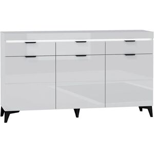 PETITS-MEUBLES Aparador Blanco Ruben - 3 Puertas, 3 Cajones, LED PETITS-MEUBLES Aparador Blanco Ruben - 3 Puertas, 3 Cajones, LED