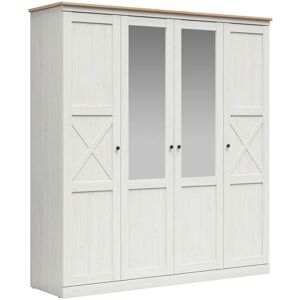 PETITS-MEUBLES Armario Victoria Blanco y Madera 4 Puertas PETITS-MEUBLES Armario Victoria Blanco y Madera 4 Puertas