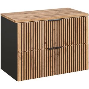 Mueble bajo lavabo Gaia 80cm - Madera y Negro - PETITS-MEUBLES Mueble bajo lavabo Gaia 80cm - Madera y Negro - PETITS-MEUBLES