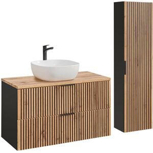 PETITS-MEUBLES Conjunto de Muebles de Baño Gaia Madera de Roble y Negro - Tipo de Baño PETITS-MEUBLES Conjunto de Muebles de Baño Gaia Madera de Roble y Negro - Tipo de Baño