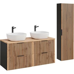 PETITS-MEUBLES Conjunto doble lavabo 120cm + Columna Gaia de Madera - Mueble de baño PETITS-MEUBLES Conjunto doble lavabo 120cm + Columna Gaia de Madera - Mueble de baño