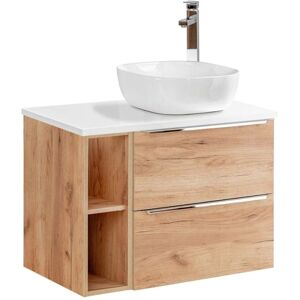 Petits-meubles April Mueble de lavabo - 80cm, Blanco y Roble, 2 Cajones, 2 Nichos Petits-meubles April Mueble de lavabo - 80cm, Blanco y Roble, 2 Cajones, 2 Nichos