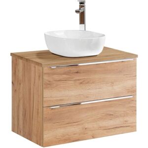 PETITS-MEUBLES - Conjunto de baño efecto roble 80cm Suspenso PETITS-MEUBLES - Conjunto de baño efecto roble 80cm Suspenso