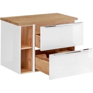 PETITS-MEUBLES Mueble baño 80cm 2 Nichos Blanco y Madera PETITS-MEUBLES Mueble baño 80cm 2 Nichos Blanco y Madera