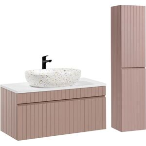 Conjunto de baño Zelie PETITS-MEUBLES - 100cm Blanco y Rosa Conjunto de baño Zelie PETITS-MEUBLES - 100cm Blanco y Rosa