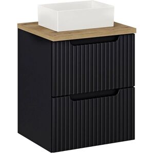 Mueble de baño Riva en negro y madera de Petits-meubles - Armario suspendido Mueble de baño Riva en negro y madera de Petits-meubles - Armario suspendido