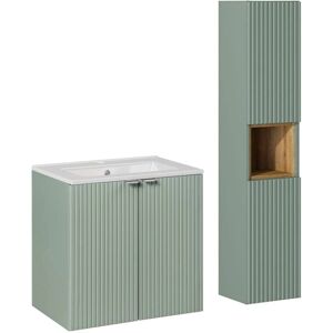 Conjunto de baño Jade Verde y Madera PETITS-MEUBLES - 60cm Conjunto de baño Jade Verde y Madera PETITS-MEUBLES - 60cm