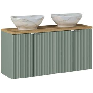 PETITS-MEUBLES - Mueble de baño moderno - 120cm, 4 puertas, Jade Verde y Madera PETITS-MEUBLES - Mueble de baño moderno - 120cm, 4 puertas, Jade Verde y Madera