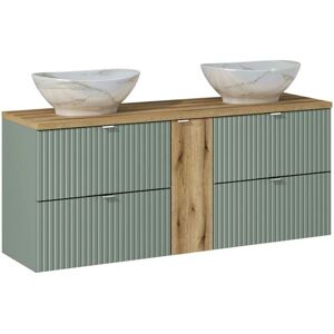 PETITS-MEUBLES Mueble doble lavabo Jade Verde y Madera - Baño PETITS-MEUBLES Mueble doble lavabo Jade Verde y Madera - Baño