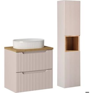 Conjunto de Muebles de Baño PETITS-MEUBLES - 60cm, 2 Cajones, Riva Cachemira y Madera Conjunto de Muebles de Baño PETITS-MEUBLES - 60cm, 2 Cajones, Riva Cachemira y Madera