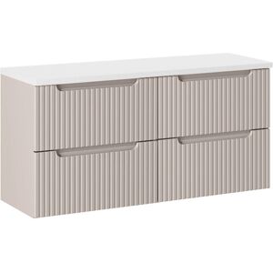 PETITS-MEUBLES - Mueble de baño blanco cachemira de 120cm con 4 cajones PETITS-MEUBLES - Mueble de baño blanco cachemira de 120cm con 4 cajones