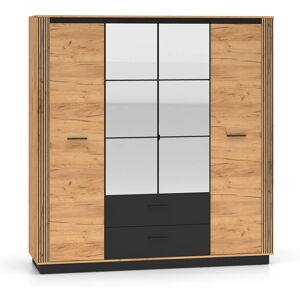 Armoire Petits-meubles Solal - 4 Portes, 2 Tiroirs, MDF, Noir et Bois - Publicité Armoire Petits-meubles Solal - 4 Portes, 2 Tiroirs, MDF, Noir et Bois - Publicité