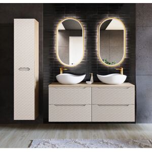 Conjunto de lavabo doble 120cm 4 cajones y columna Elora PETITS-MEUBLES Conjunto de lavabo doble 120cm 4 cajones y columna Elora PETITS-MEUBLES
