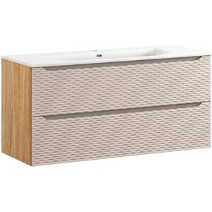 Conjunto de baño Elora Beige y madera - 120cm PETITS-MEUBLES Conjunto de baño Elora Beige y madera - 120cm PETITS-MEUBLES