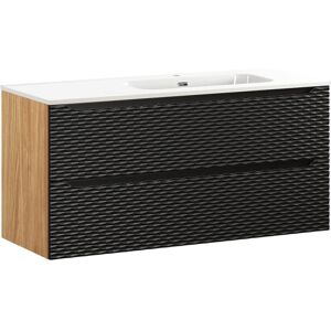 PETITS-MEUBLES Elora Gabinete de Baño Negro Roble - Suspendido, 2 Cajones PETITS-MEUBLES Elora Gabinete de Baño Negro Roble - Suspendido, 2 Cajones