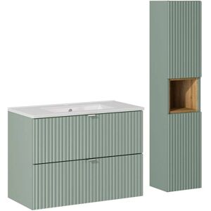 Conjunto de Lavabo Jade Verde 80cm con Almacenamiento PETITS-MEUBLES Conjunto de Lavabo Jade Verde 80cm con Almacenamiento PETITS-MEUBLES