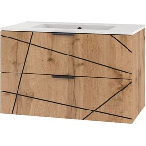 PETITS-MEUBLES Teren Mueble de baño empotrado - 80cm, Efecto roble PETITS-MEUBLES Teren Mueble de baño empotrado - 80cm, Efecto roble