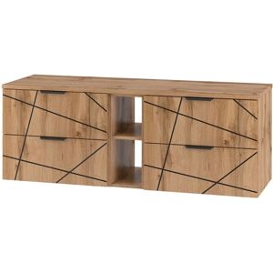 Mueble de baño PETITS-MEUBLES Teren - 140cm, 2 compartimentos, Encimera de madera Mueble de baño PETITS-MEUBLES Teren - 140cm, 2 compartimentos, Encimera de madera