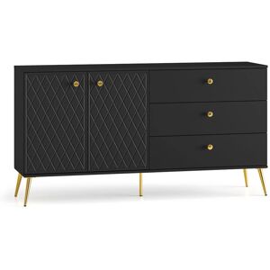 Petits Meubles buffet Manoé negro - 2 puertas 3 cajones - Hecho en Francia Petits Meubles buffet Manoé negro - 2 puertas 3 cajones - Hecho en Francia