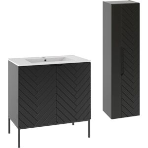 Conjunto de lavabo Daria Negro 80cm PETITS-MEUBLES - Muebles de baño Conjunto de lavabo Daria Negro 80cm PETITS-MEUBLES - Muebles de baño