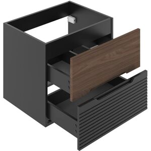 PETITS-MEUBLES Sylla Mueble de baño suspendido en negro y madera - Mueble de baño PETITS-MEUBLES Sylla Mueble de baño suspendido en negro y madera - Mueble de baño