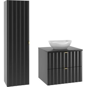 Conjunto de muebles de baño PETITS-MEUBLES con lavabo de 60cm y columna negra Lexa Conjunto de muebles de baño PETITS-MEUBLES con lavabo de 60cm y columna negra Lexa