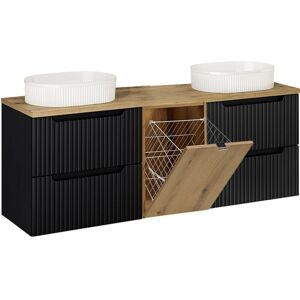 PETITS-MEUBLES Mueble doble lavabo Riva Negro y Madera 160cm PETITS-MEUBLES Mueble doble lavabo Riva Negro y Madera 160cm