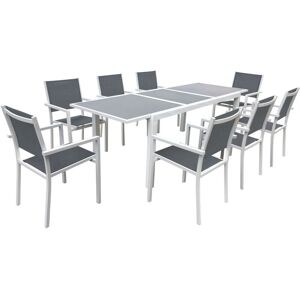Happy Garden FIRENZE - textilene gris - 8 asientos - mesa extensible - juego de comedor exterior Happy Garden FIRENZE - textilene gris - 8 asientos - mesa extensible - juego de comedor exterior