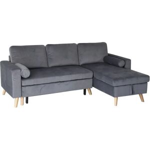 Sofá cama esquinero Happy Garden - Terciopelo gris, 3 plazas Sofá cama esquinero Happy Garden - Terciopelo gris, 3 plazas