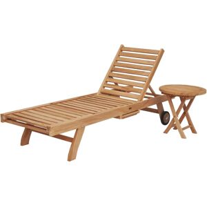Chaise extérieure Happy Garden Settec06 - Teck naturel, pliable, réglable, 150kg - Publicité Chaise extérieure Happy Garden Settec06 - Teck naturel, pliable, réglable, 150kg - Publicité