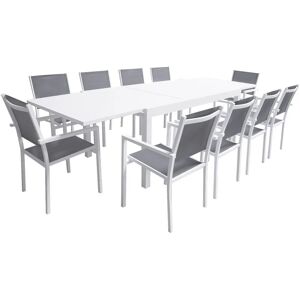 Happy Garden Conjunto de Muebles de Jardín - Blanco - Extensible para 10 Happy Garden Conjunto de Muebles de Jardín - Blanco - Extensible para 10