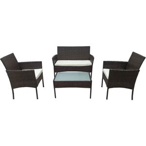 Ensemble de mobilier d'extérieur Happy Garden - Marron - 4 places - Publicité Ensemble de mobilier d'extérieur Happy Garden - Marron - 4 places - Publicité