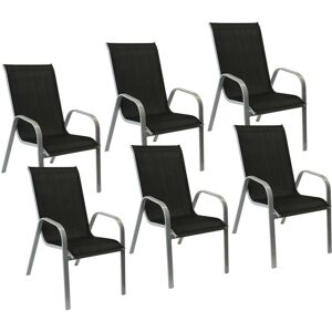 Happy Garden Marbella Set di 6 Sedie da Giardino in Textilene Nero Happy Garden Marbella Set di 6 Sedie da Giardino in Textilene Nero