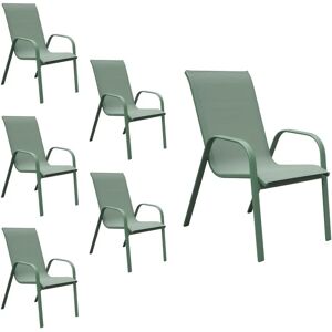 Sillas de 6 plazas Marbella Salvia en textilene y aluminio Happy Garden Sillas de 6 plazas Marbella Salvia en textilene y aluminio Happy Garden