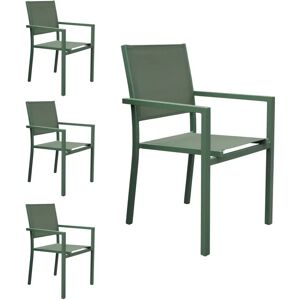 Juego de 4 sillas de aluminio verde salvia Happy Garden - Sillas de jardín Juego de 4 sillas de aluminio verde salvia Happy Garden - Sillas de jardín