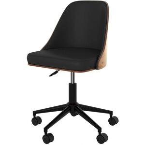 Chaise de bureau en bois foncé et PU noir - Georges - Mobilier de bureau - Publicité Chaise de bureau en bois foncé et PU noir - Georges - Mobilier de bureau - Publicité