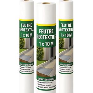 Terre Jardin - Rouleau géotextile blanc 10m - lot de 3 - Publicité Terre Jardin - Rouleau géotextile blanc 10m - lot de 3 - Publicité