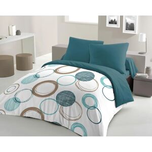 HOME LINGE PASSION Cercles Verts Housse Nordique - 140x200cm - Publicité HOME LINGE PASSION Cercles Verts Housse Nordique - 140x200cm - Publicité