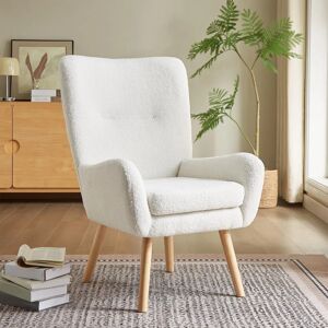 Sicaan - Fauteuil scandinave moderne Gaïa tissu French Terry blanc - Publicité Sicaan - Fauteuil scandinave moderne Gaïa tissu French Terry blanc - Publicité