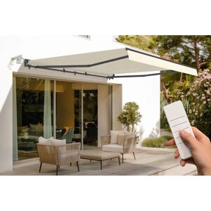 Tonnelle semi-cassette motorisée Fazzio 4x3m Beige - Protection solaire - Publicité Tonnelle semi-cassette motorisée Fazzio 4x3m Beige - Protection solaire - Publicité