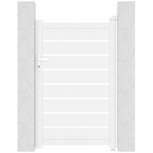 Conjunto de verja y puerta de aluminio blanco Casanoov - 1m, 2 postes, 160-190cm Conjunto de verja y puerta de aluminio blanco Casanoov - 1m, 2 postes, 160-190cm