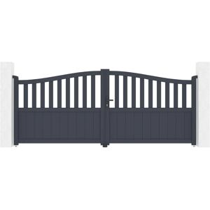 Portail en aluminium Casanoov - 340x140cm Style semi-encastré - Publicité Portail en aluminium Casanoov - 340x140cm Style semi-encastré - Publicité